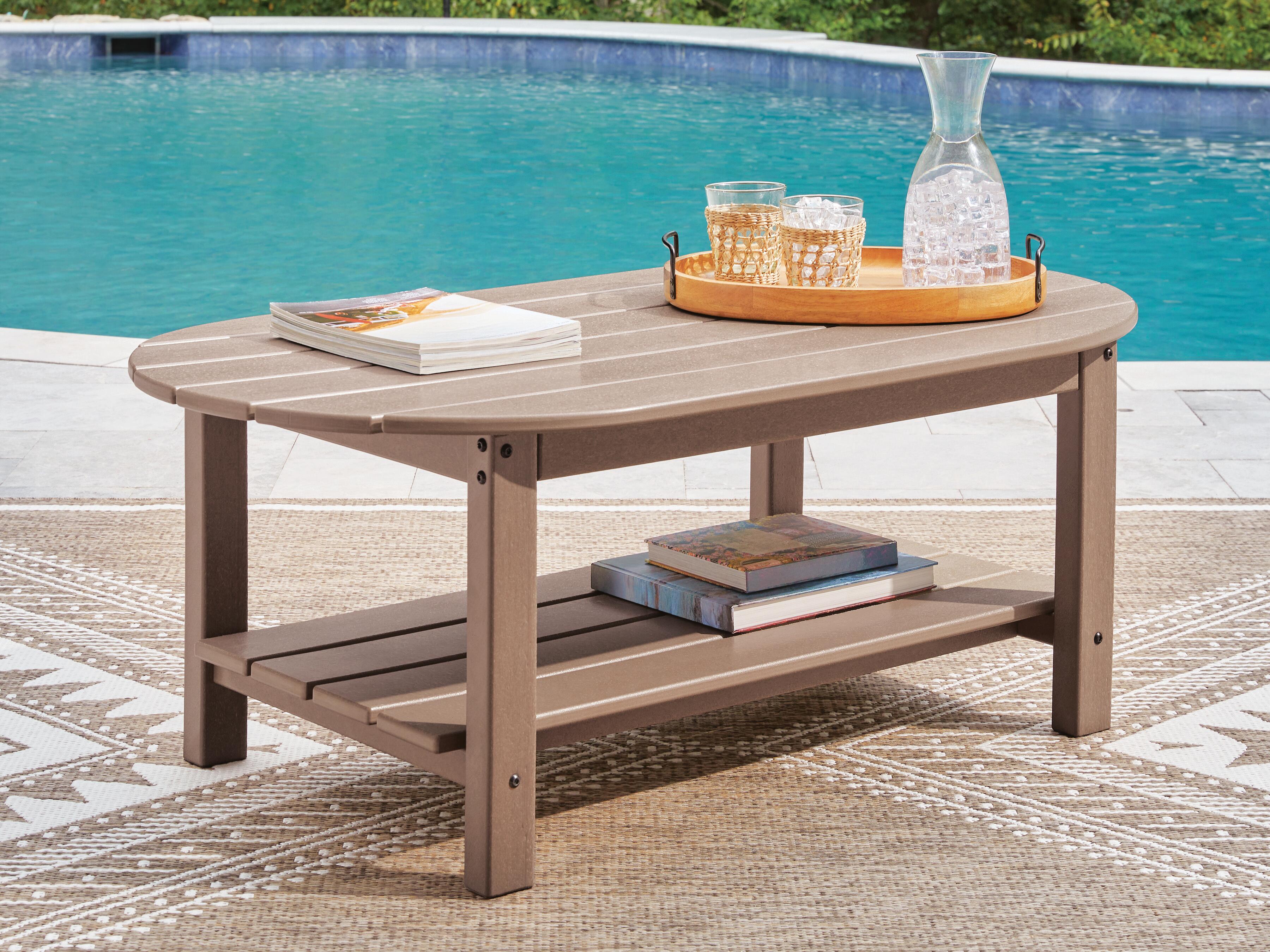 J&M Furniture - Ashley Furniture - Grover Beach Outdoor Coffee Table - Oval Cocktail Table - PCP422-700