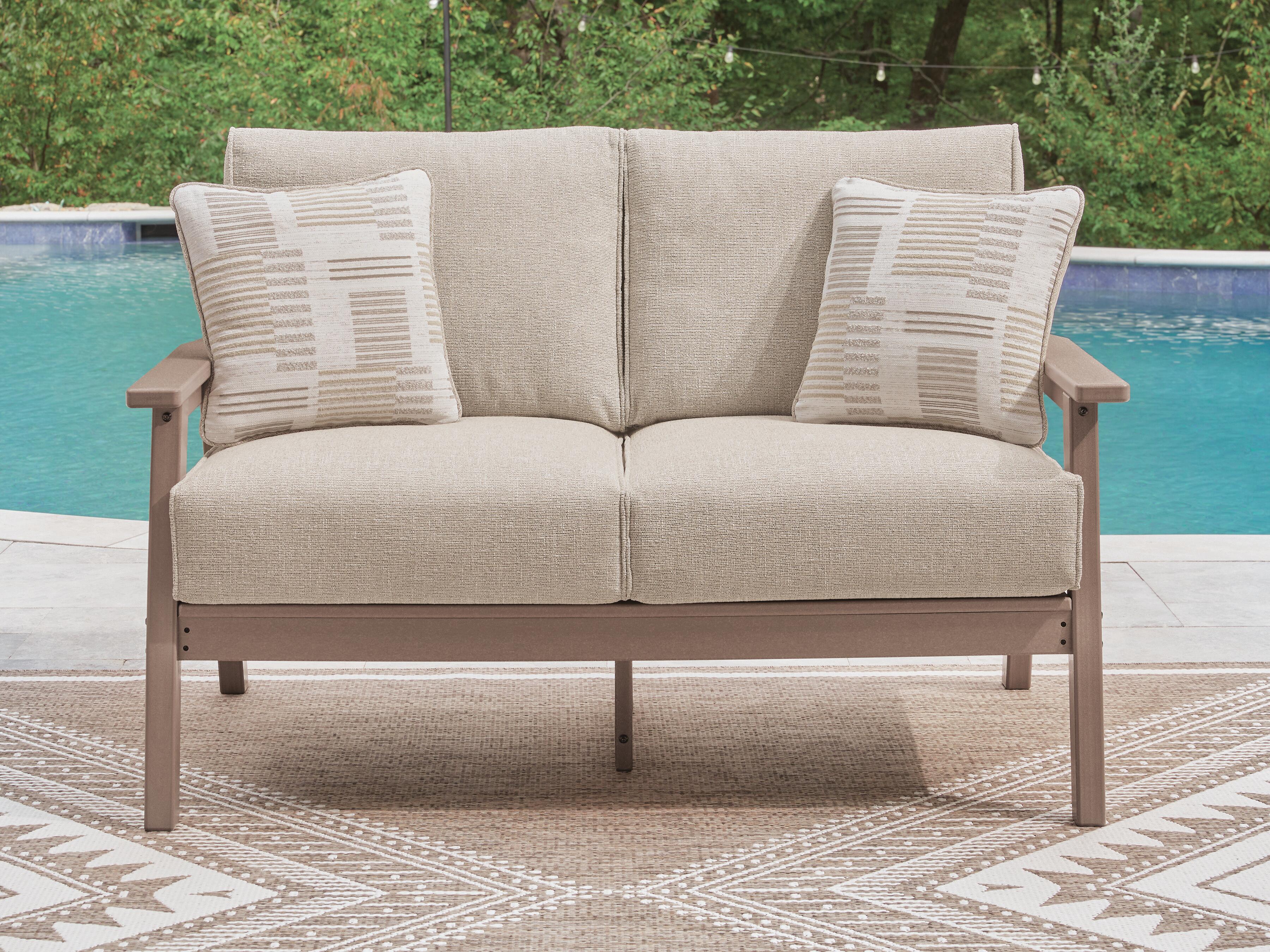 J&M Furniture - Ashley Furniture - Grover Beach Outdoor Loveseat with Cushion - Loveseat w/Cushion - PCP422-835