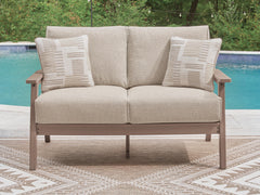 J&M Furniture - Ashley Furniture - Grover Beach Outdoor Loveseat with Cushion - Loveseat w/Cushion - PCP422-835