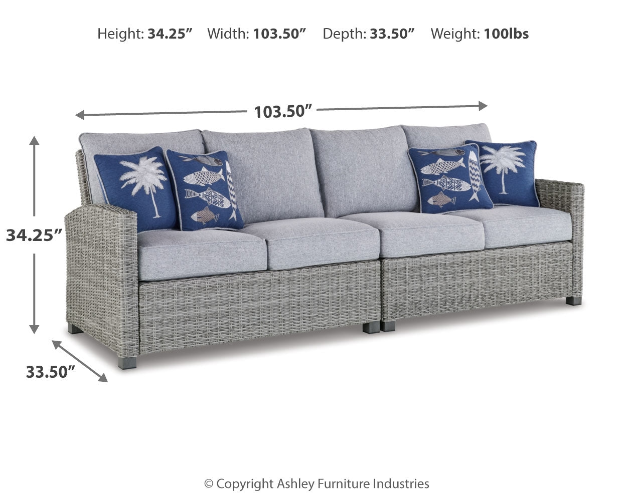 Naples Beach Outdoor Right and Left-arm Facing Loveseat with Cushion (Set of 2)
