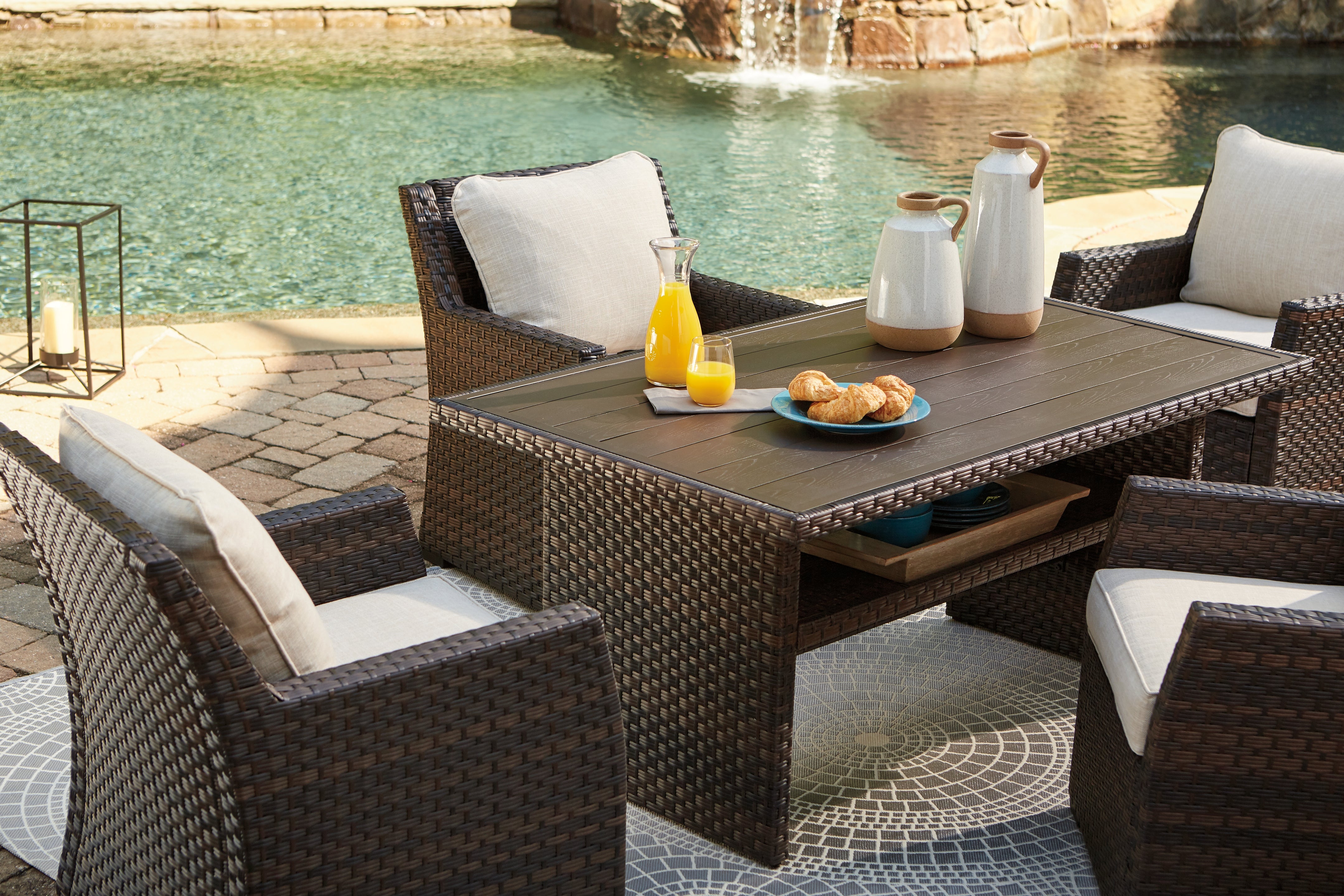 J&M Furniture - Ashley Furniture - Easy Isle Multi-Use Table - RECT Multi-Use Table / Dark Brown/Beige - P455-625