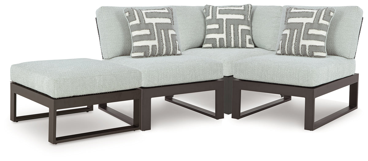 J&M Furniture - Ashley Furniture - Beachloft 4-Piece Outdoor Sectional - 4-Piece Outdoor Sectional / Black/Gray - P490P7