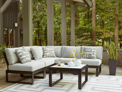 J&M Furniture - Ashley Furniture - Beachloft 5-Piece Outdoor Sectional - 5-Piece Outdoor Sectional / Black/Gray - P490P2