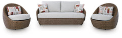 Double Point Outdoor Loveseat/2 Swivel Chairs (Set of 3)