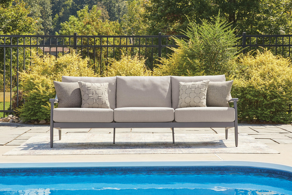 J&M Furniture - Ashley Furniture - Ocean Beach Outdoor Sofa with Cushion - Sofa with Cushion - PCP510-838