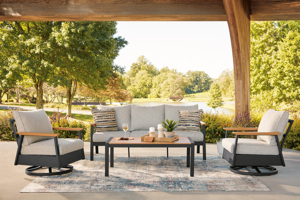 J&M Furniture - Ashley Furniture - Carmel Highlands Outdoor Sofa/Chairs/Table (Set of 4) - Sofa/Chairs/Table Set (4/CN) - PCP513-081