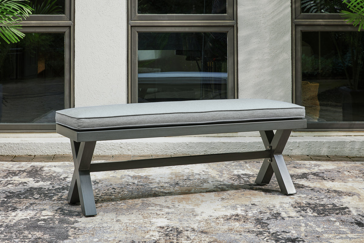 J&M Furniture - Ashley Furniture - Elite Park Outdoor Bench with Cushion - Bench with Cushion / Gray - P518-600
