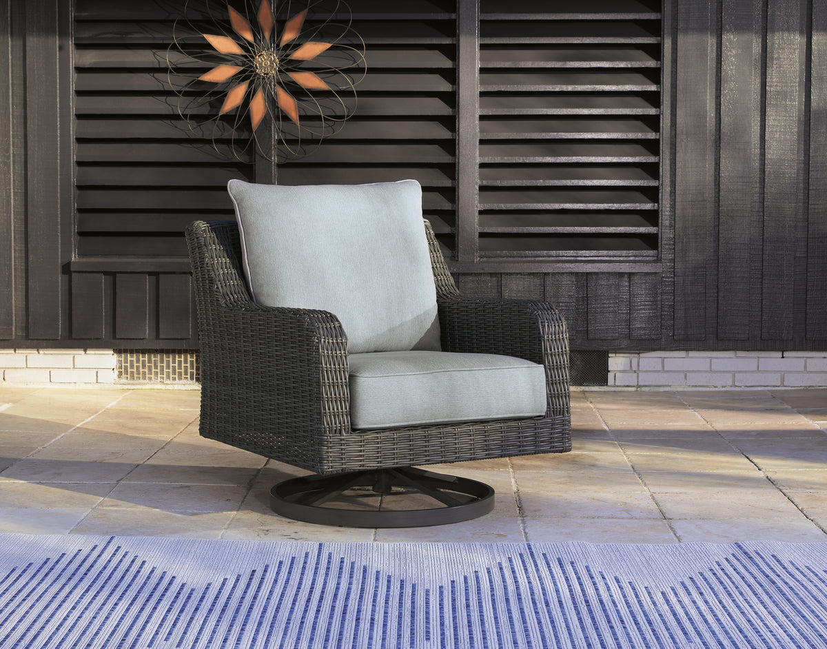 J&M Furniture - Ashley Furniture - Elite Park Outdoor Swivel Lounge with Cushion - Swivel Lounge w/ Cushion / Gray - P518-821
