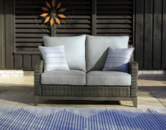 J&M Furniture - Ashley Furniture - Elite Park Outdoor Loveseat with Cushion - Loveseat w/Cushion / Gray - P518-835