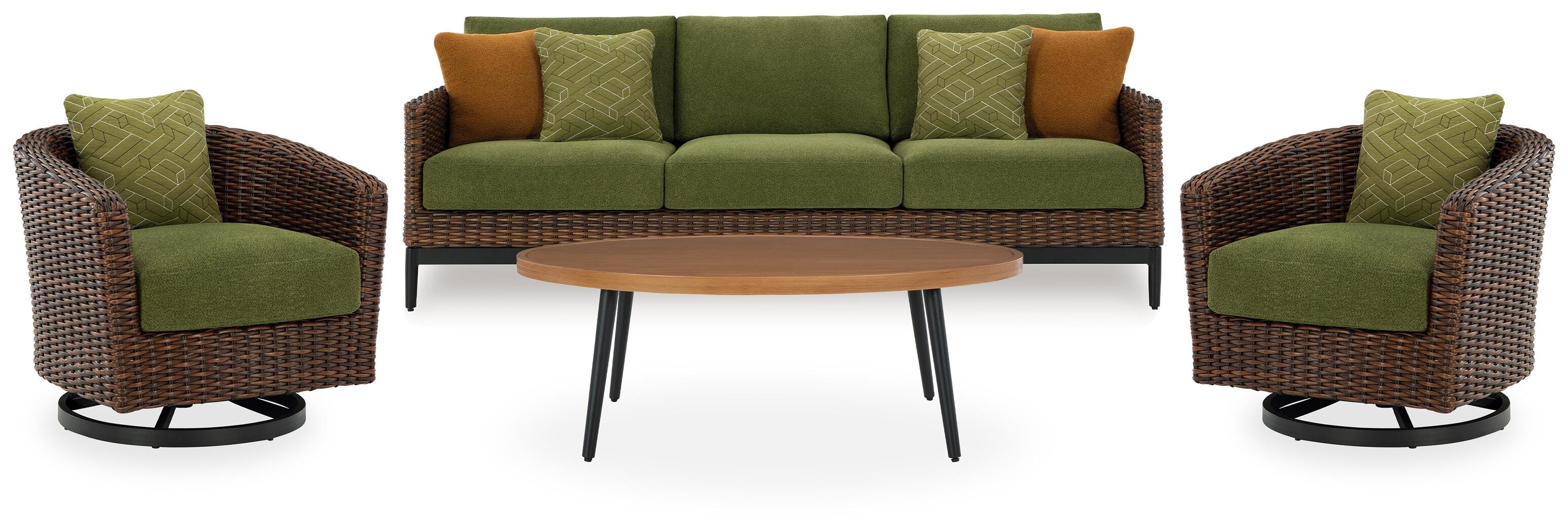 J&M Furniture - Ashley Furniture - Horizon Hall Outdoor Sofa, 2 Lounge Chairs, Ottoman and Coffee Table - Outdoor Sofa, 2 Lounge Chairs, Ottoman and Coffee Table - P572P3