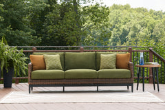 J&M Furniture - Ashley Furniture - Horizon Hall Outdoor Sofa with Cushion - Sofa with Cushion / Brown/Green - P572-838