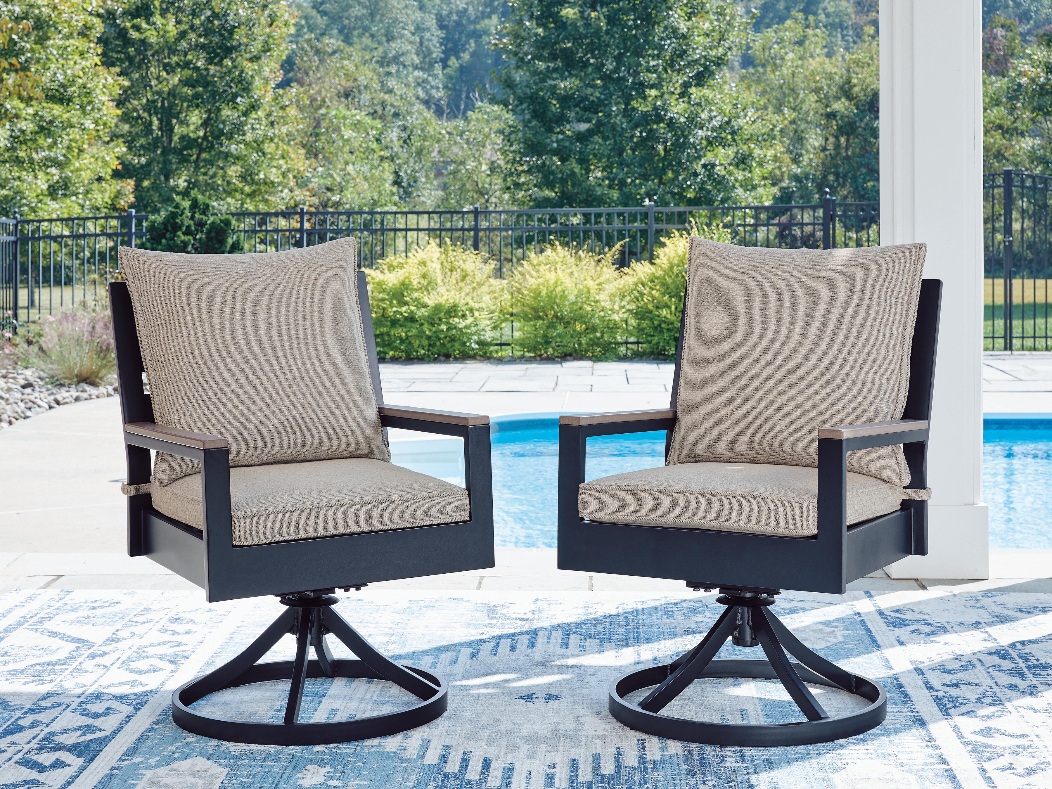 J&M Furniture - Ashley Furniture - East Beach Outdoor Swivel Chair with Cushion (Set of 2) - Swivel Chair w/Cushion (Set of 2) - PCP587-602A