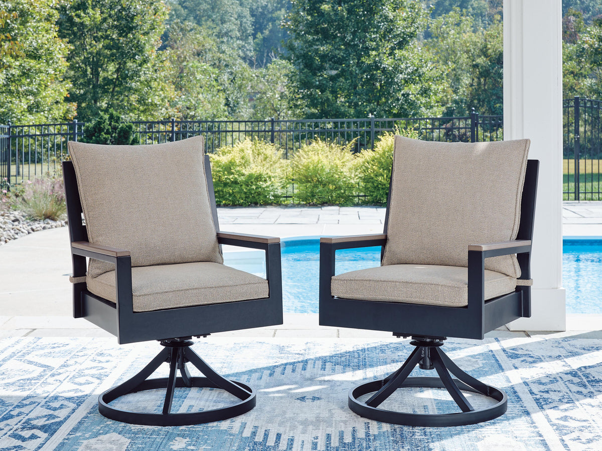 J&M Furniture - Ashley Furniture - East Beach Outdoor Swivel Chair with Cushion (Set of 2) - Swivel Chair w/Cushion (Set of 2) - PCP587-602A