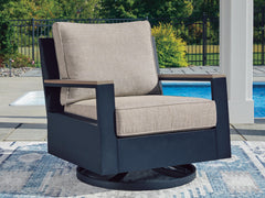 J&M Furniture - Ashley Furniture - East Beach Outdoor Swivel Glider Chair with Cushion - Swivel Glider Chair w/Cushion - PCP587-821