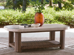 J&M Furniture - Ashley Furniture - Dolan Creek Outdoor Coffee Table - Rectangular Cocktail Table / Beige/Brown - PCP610-701