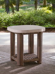 J&M Furniture - Ashley Furniture - Dolan Creek Outdoor End Table - Square End Table / Beige/Brown - PCP610-702