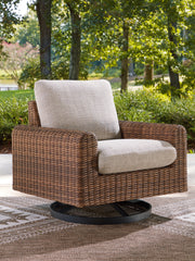 J&M Furniture - Ashley Furniture - Dolan Creek Outdoor Swivel Lounge Chair with Cushion - Swivel Lounge w/ Cushion / Gray/Brown - PCP610-821
