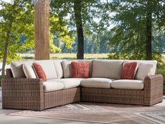 J&M Furniture - Ashley Furniture - Dolan Creek 3-Piece Outdoor Sectional - 3-Piece Outdoor Sectional / Beige/Brown - PCP610P1