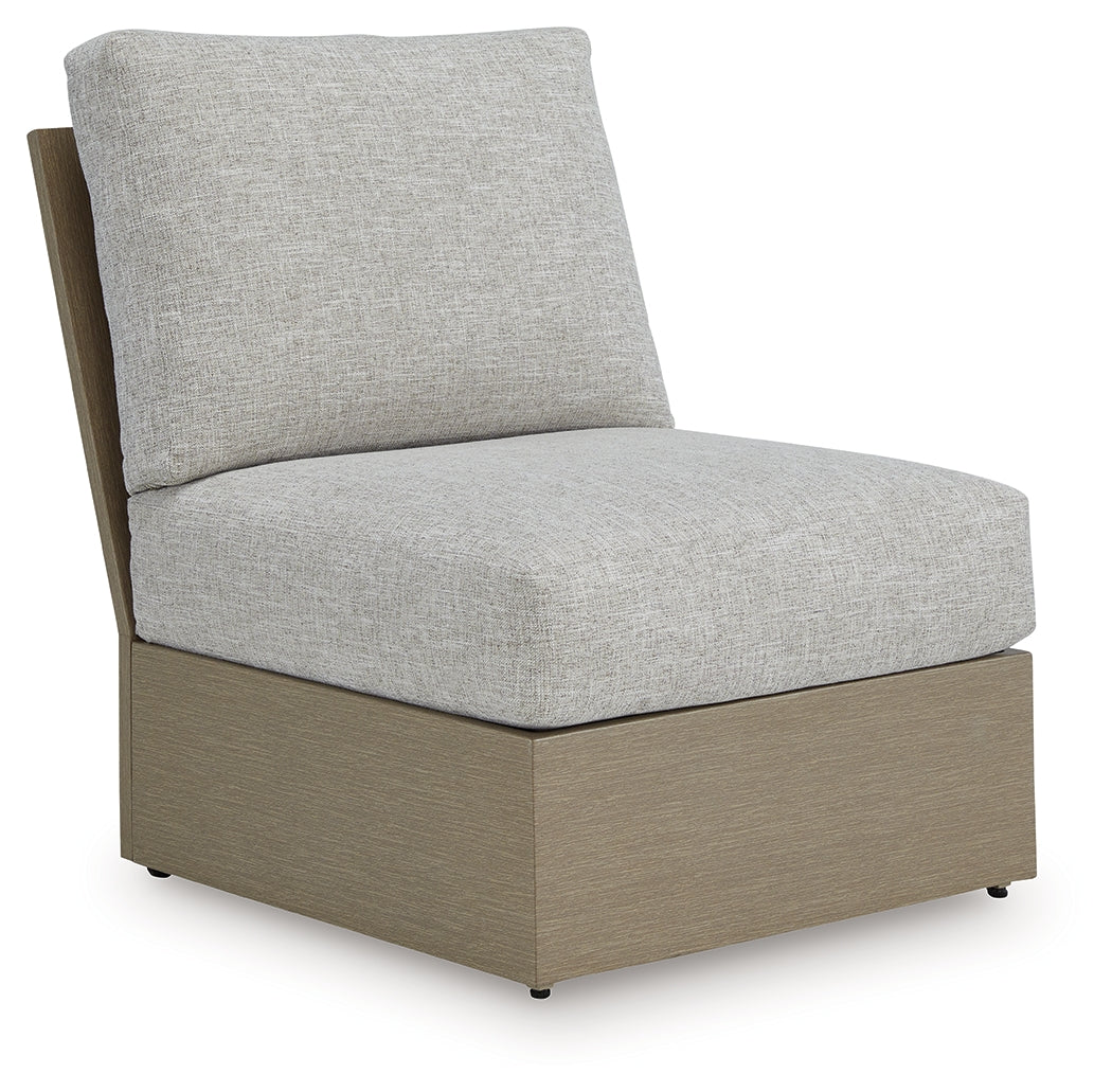 J&M Furniture - Ashley Furniture - Kimpton Isle Outdoor Armless Chair with Cushion - Armless Chair w/Cushion / Brown/Beige - P704-846