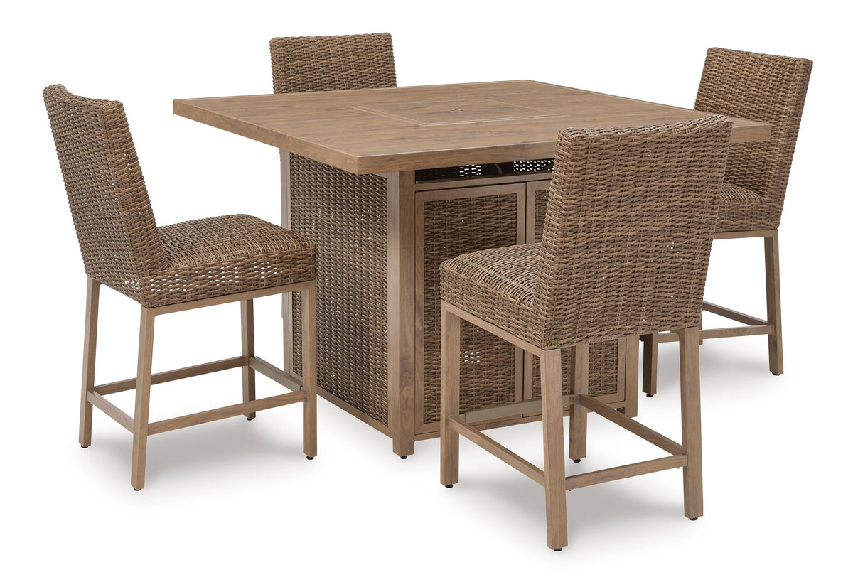 J&M Furniture - Ashley Furniture - Walton Bridge Outdoor Bar Table and 4 Barstools - Outdoor Bar Table and 4 Barstools - P749P1