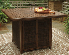 J&M Furniture - Ashley Furniture - Paradise Trail Bar Table with Fire Pit - Square Bar Table w/Fire Pit / Medium Brown - P750-665