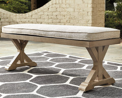 J&M Furniture - Ashley Furniture - Beachcroft Outdoor Bench with Cushion - Bench with Cushion / Beige - P791-600