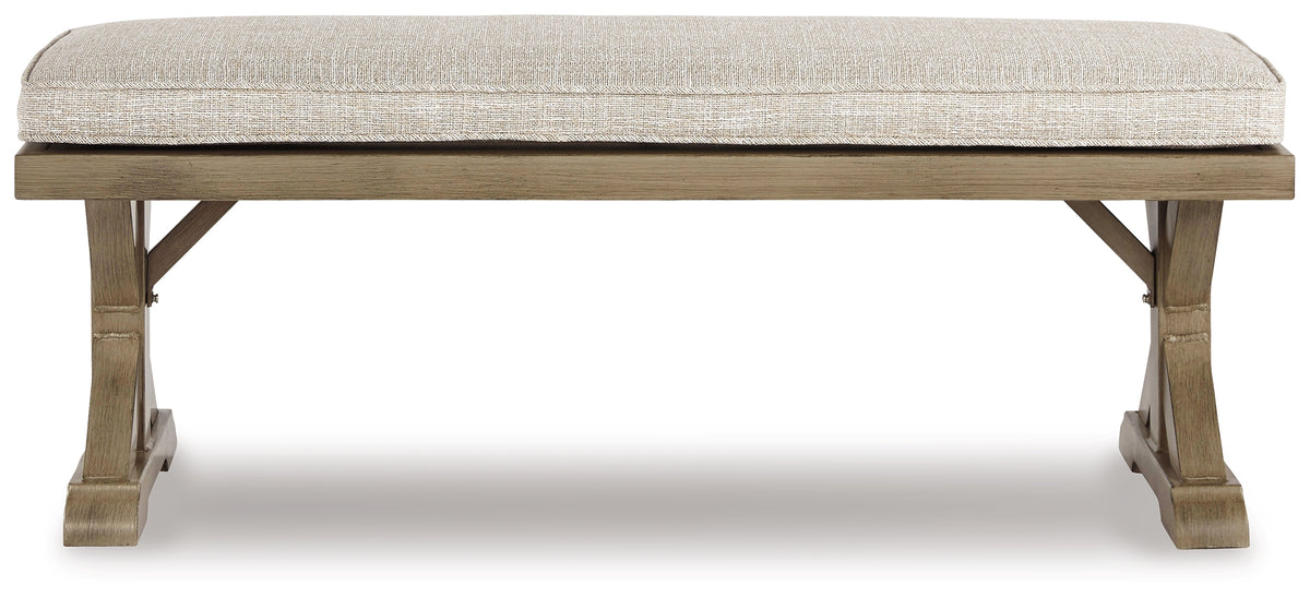 J&M Furniture - Ashley Furniture - Beachcroft 4-Piece Outdoor Sectional, 2 Arm Chairs, Lounge Chair and Bench - 4-Piece Outdoor Sectional, 2 Arm Chairs, Lounge Chair and Bench / Beige - P791P18