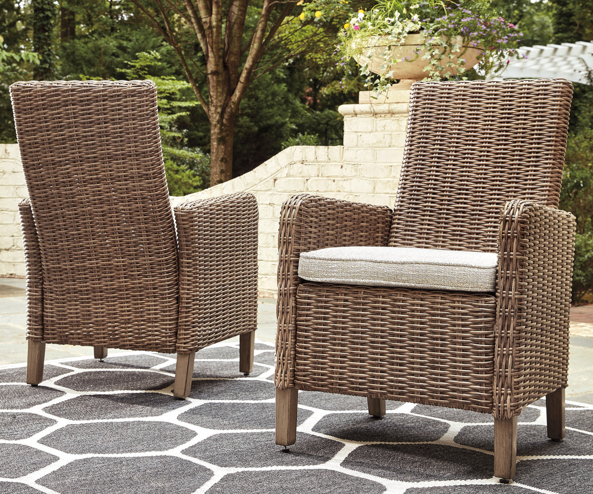 J&M Furniture - Ashley Furniture - Beachcroft Outdoor Arm Chair with Cushion (Set of 2) - Arm Chair With Cushion (Set of 2) / Beige - P791-601A