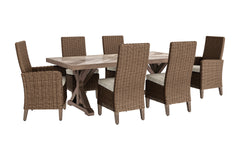 J&M Furniture - Ashley Furniture - Beachcroft Outdoor Dining Table with 6 Chairs - Outdoor Dining Table with 6 Chairs / Beige - P791P2