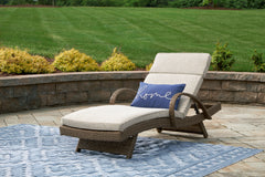 J&M Furniture - Ashley Furniture - Beachcroft Outdoor Chaise Lounge with Cushion - Chaise Lounge with Cushion / Beige - P791-815