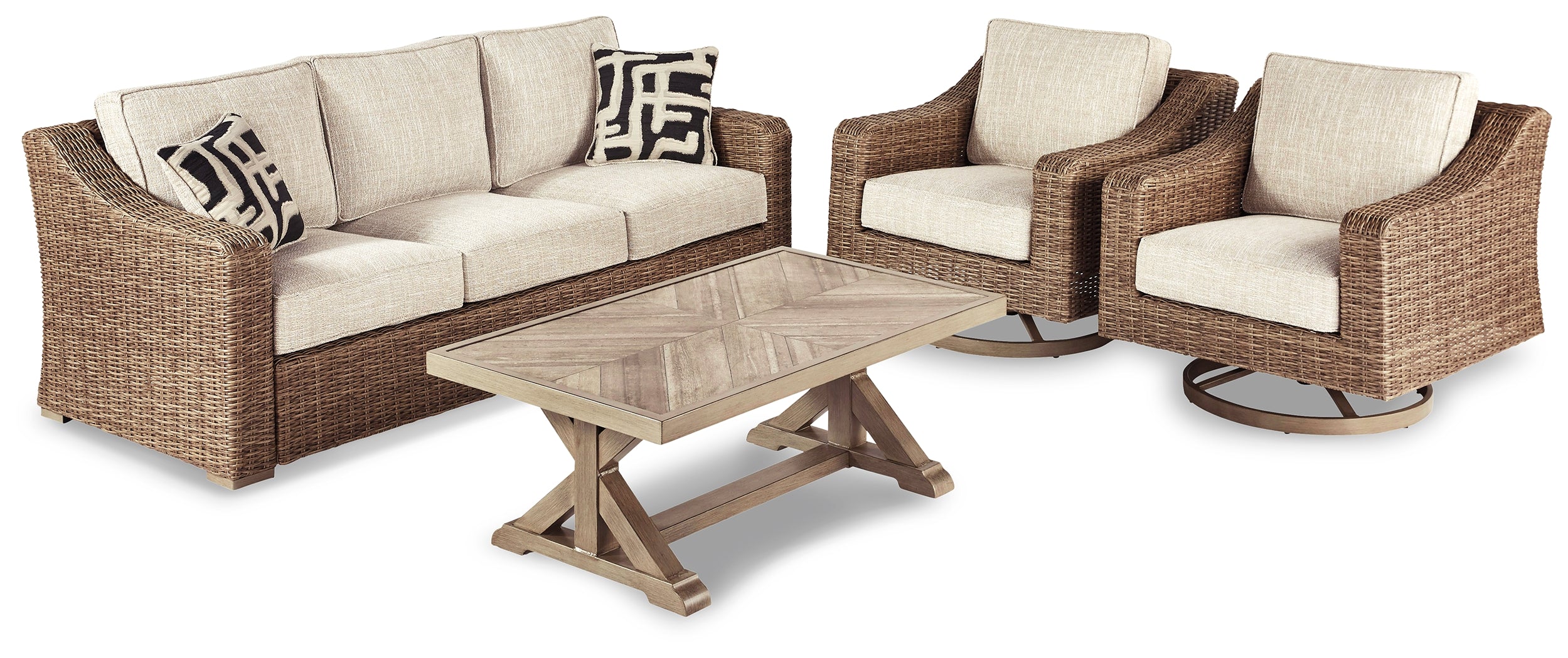 J&M Furniture - Ashley Furniture - Beachcroft Outdoor Sofa with Coffee Table and 2 End Tables - Outdoor Sofa with Coffee Table and 2 End Tables - P791P15