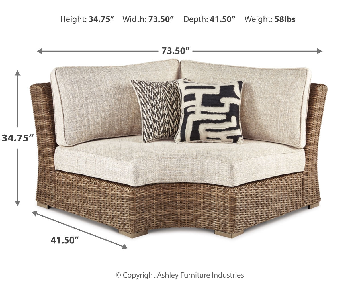 Beachcroft Outdoor Curved Corner Chair with Cushion