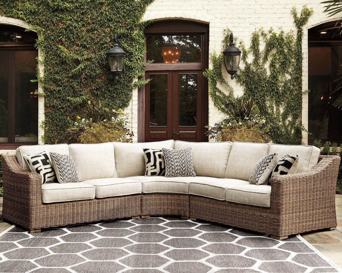 J&M Furniture - Ashley Furniture - Beachcroft 3-Piece Outdoor Seating Set - 3-Piece Outdoor Seating Set / Beige - P791P6