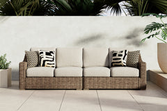 J&M Furniture - Ashley Furniture - Beachcroft 2-Piece Outdoor Loveseat with Cushion - RAF/LAF Loveseat w/CUSH (Set of 2) / Beige - P791-854