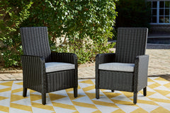 J&M Furniture - Ashley Furniture - Beachcroft Outdoor Arm Chair with Cushion (Set of 2) - Arm Chair With Cushion (Set of 2) / Black/Light Gray - P792-601A