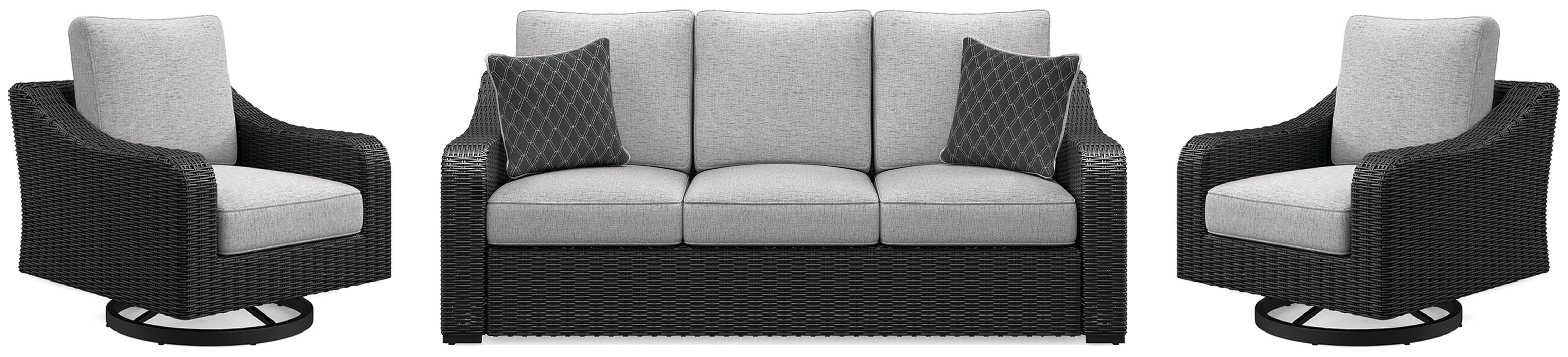 J&M Furniture - Ashley Furniture - Beachcroft Outdoor Sofa and 2 Lounge Chairs - Outdoor Sofa and 2 Lounge Chairs - P792P8