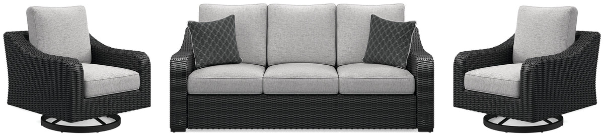 J&M Furniture - Ashley Furniture - Beachcroft Outdoor Sofa and 2 Lounge Chairs - Outdoor Sofa and 2 Lounge Chairs - P792P8