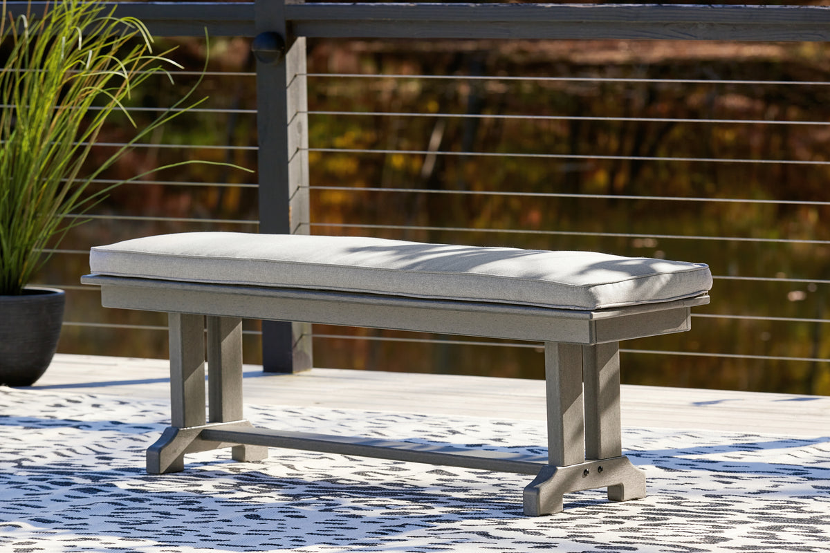 J&M Furniture - Ashley Furniture - Visola Bench with Cushion - Bench with Cushion / Gray - P802-600