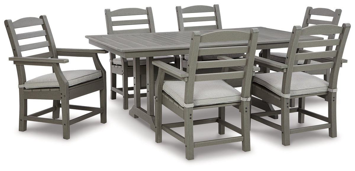 J&M Furniture - Ashley Furniture - Visola Outdoor Dining Table with 6 Chairs - Outdoor Dining Table with 6 Chairs - P802P3