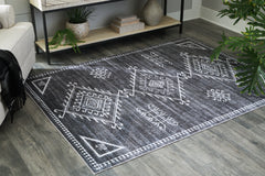 J&M Furniture - Ashley Furniture - Arloman 5' x 7' Washable Rug - 5' x 7' Washable Rug / Black/Cream/Gray - R405932