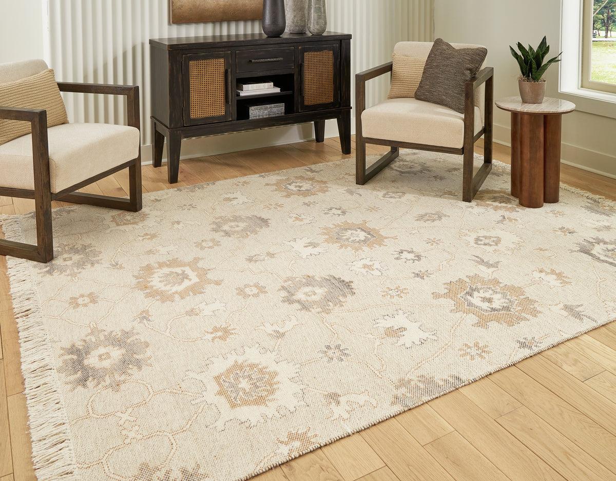 J&M Furniture - Ashley Furniture - Calkin 8' x 10' Rug - 8' x 10' Rug / Linen/Gray/Caramel - R406391