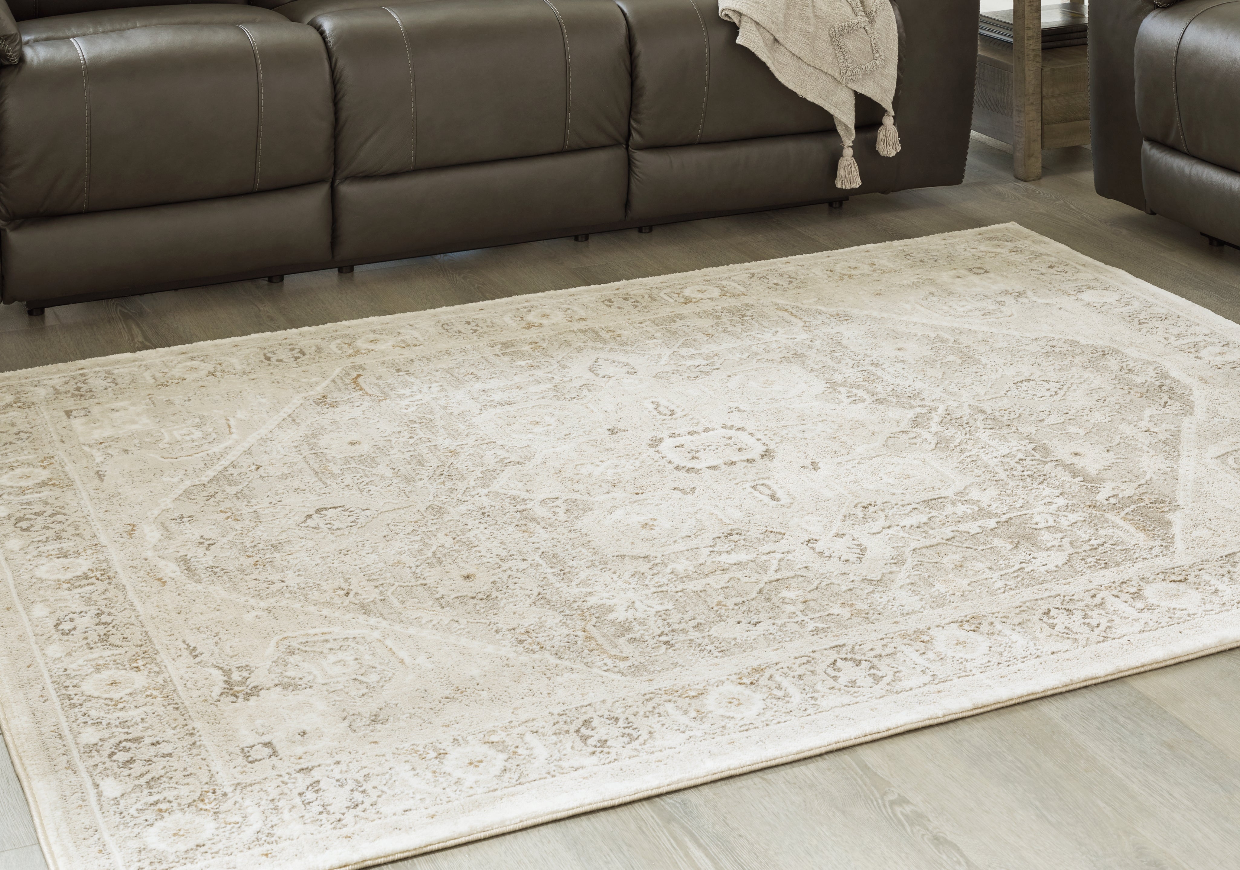 J&M Furniture - Ashley Furniture - Gatwell 5' x 7' Rug - 5' x 7' Rug / Ivory/Gray/Tan - R406512