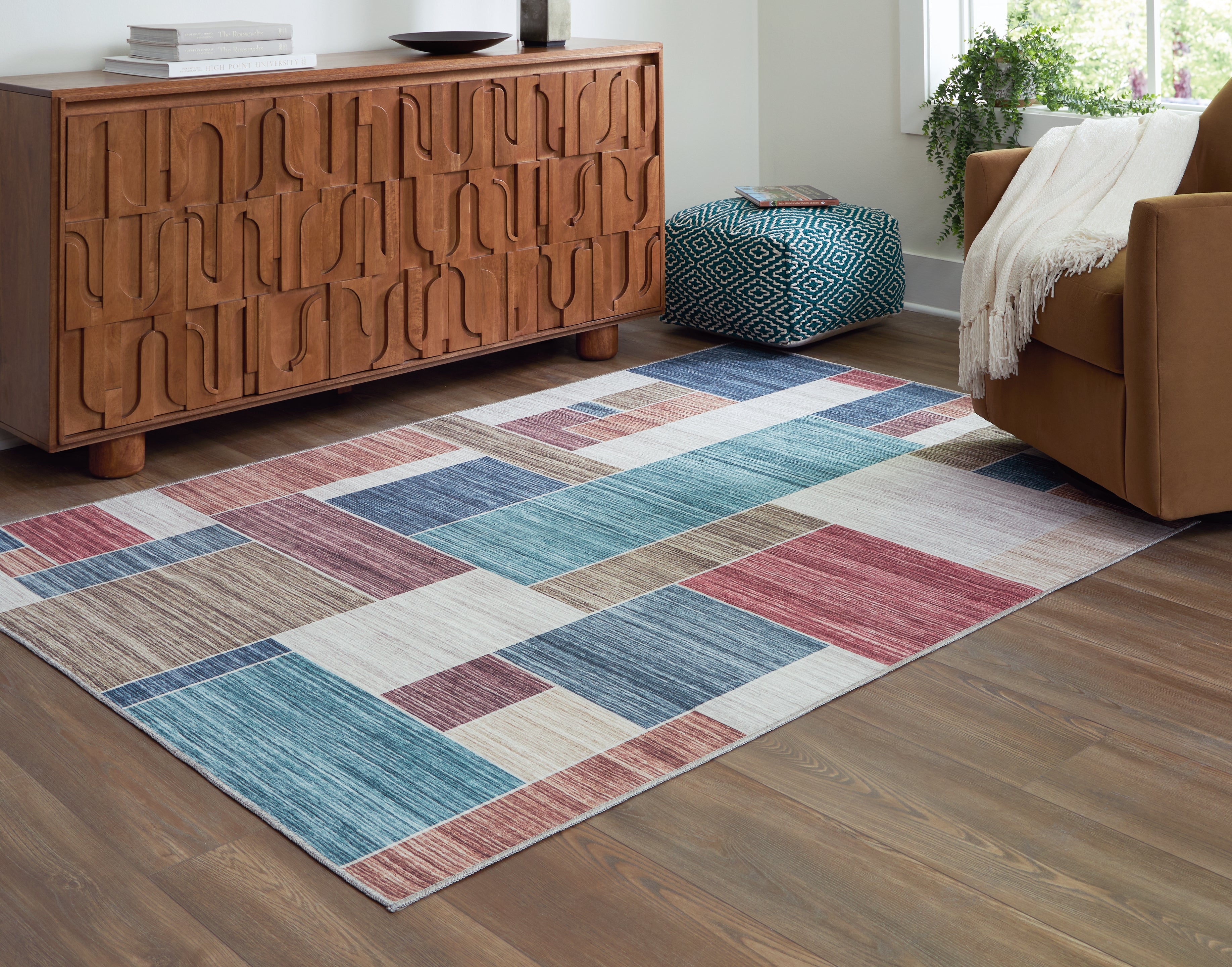 J&M Furniture - Ashley Furniture - Numore 5'2" x 6'11" Washable Rug - 5'2" x 6'11" Washable Rug / Multi - R406662
