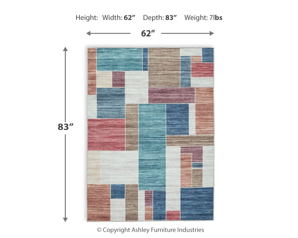 Numore 5'2" x 6'11" Washable Rug