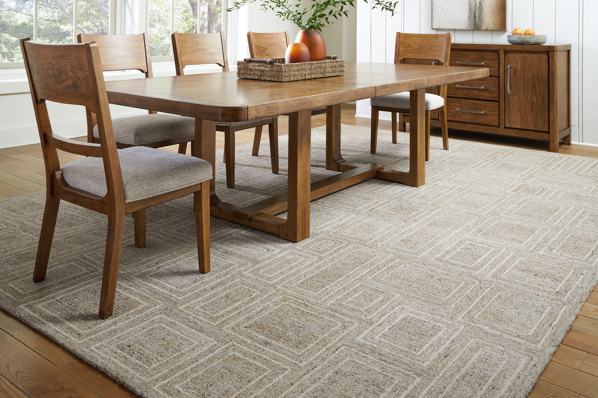 J&M Furniture - Ashley Furniture - Brickburgh 10' x 14' Rug - 10' x 14' Rug / Gray/Ivory/Honey - R406900