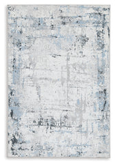J&M Furniture - Ashley Furniture - Emertonly 5' x 7' Washable Rug - 5' x 7' Washable Rug / Blue/White/Gray - R406982