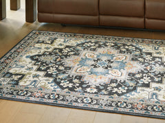 J&M Furniture - Ashley Furniture - Leningston 5' x 7' Washable Rug - 5' x 7' Washable Rug / Black/Cream/Blue - R407062