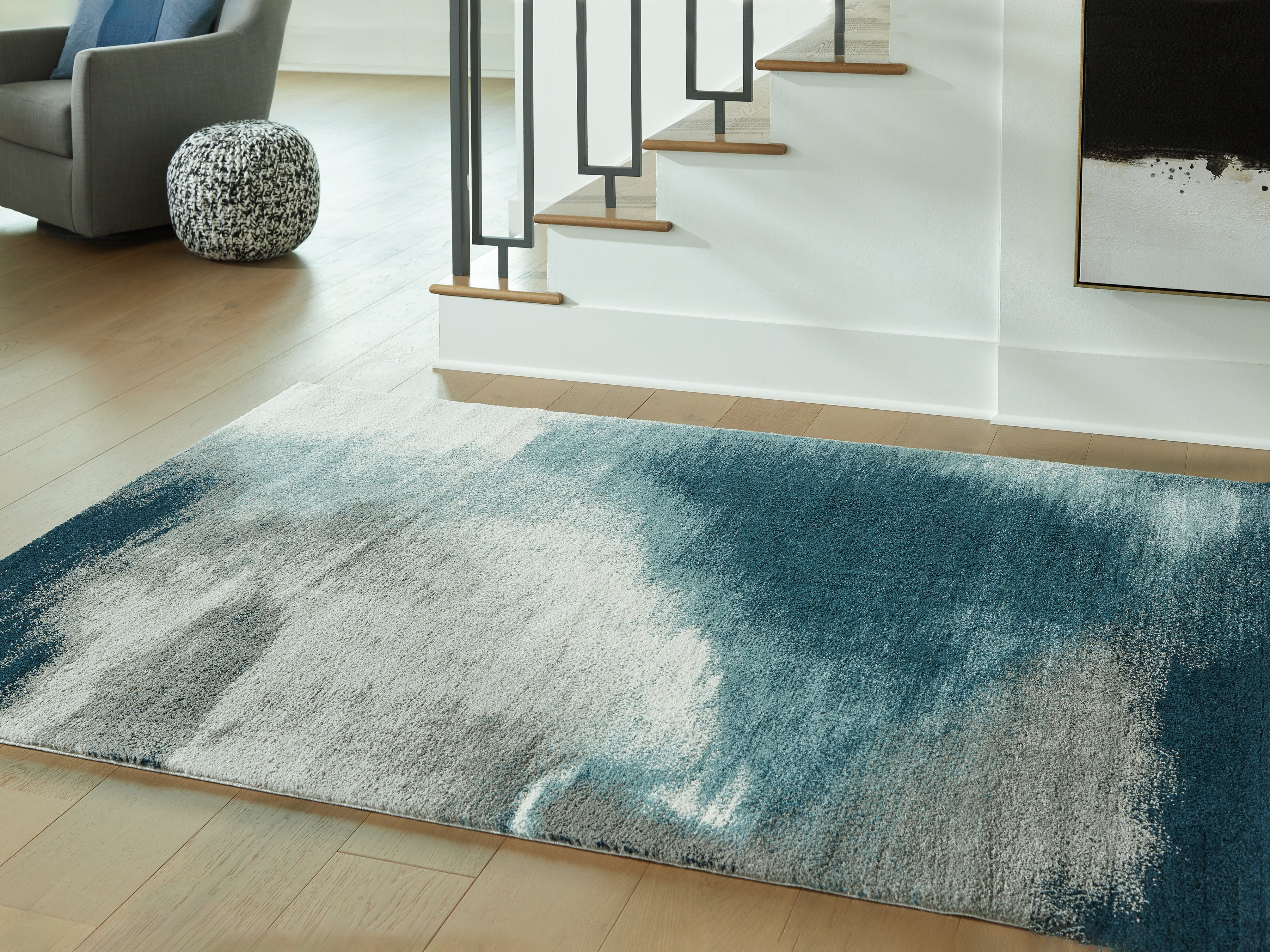 J&M Furniture - Ashley Furniture - Brentward 8' x 10' Rug - 8' x 10' Rug / Blue/Gray/Ivory - R407081