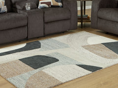J&M Furniture - Ashley Furniture - Edrickhill 5' x 7' Rug - 5' x 7' Rug / Grayish Teal/Taupe/Cream - R407122