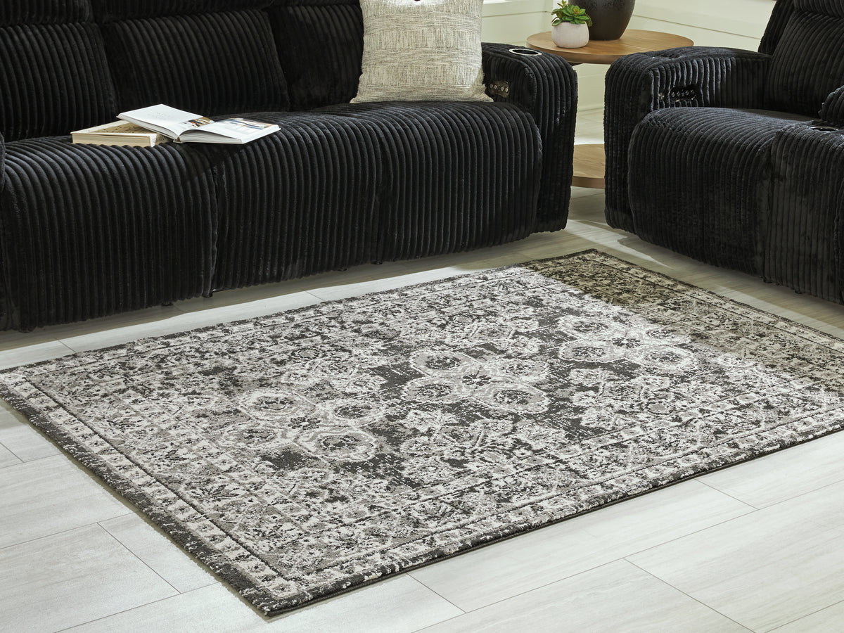 J&M Furniture - Ashley Furniture - Glennisman Medium Rug - Medium Rug / Black/Gray/Ivory - R407272